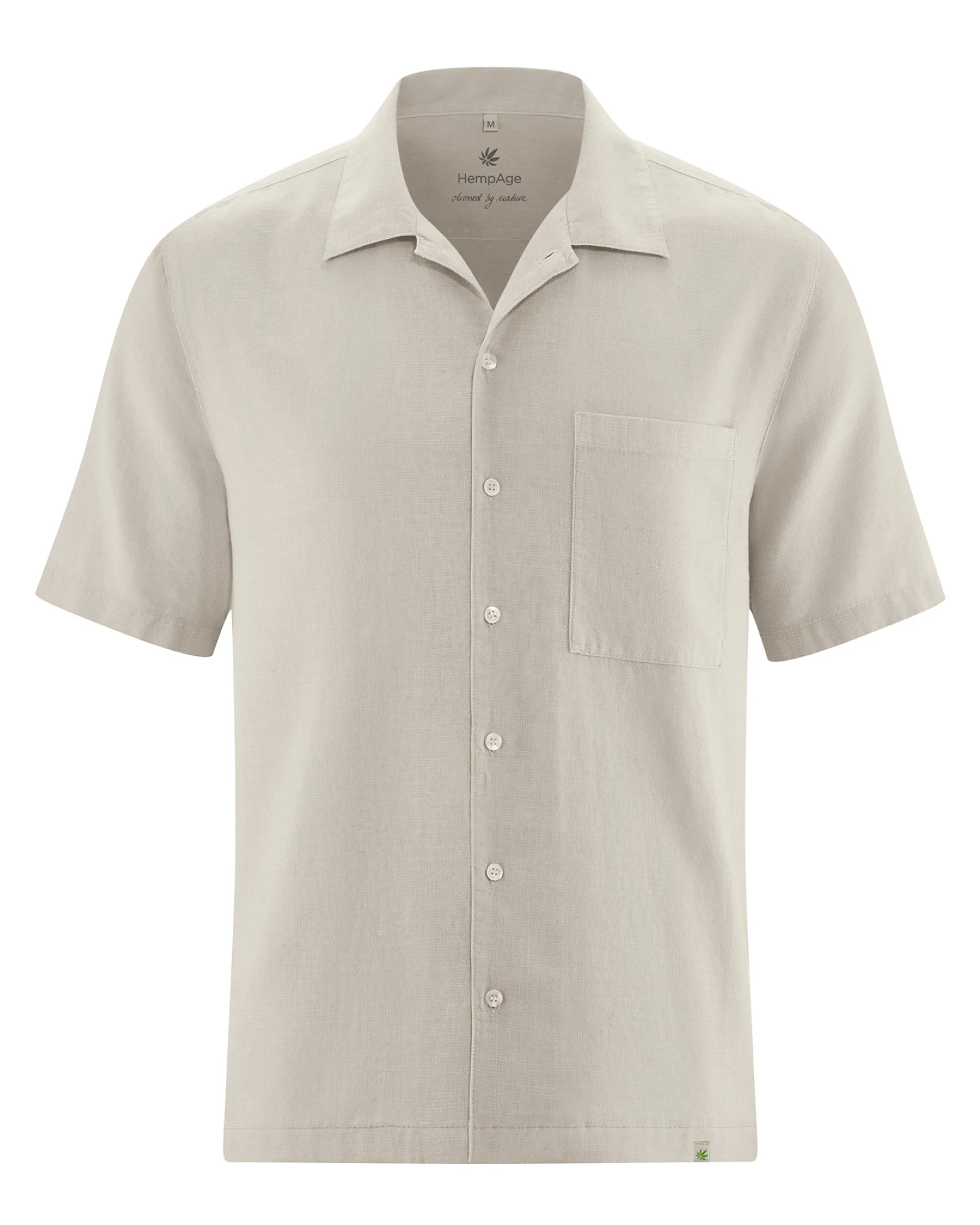 Hempage Herren vegan Kurzarmhemd Distel Beige – Ansicht 2