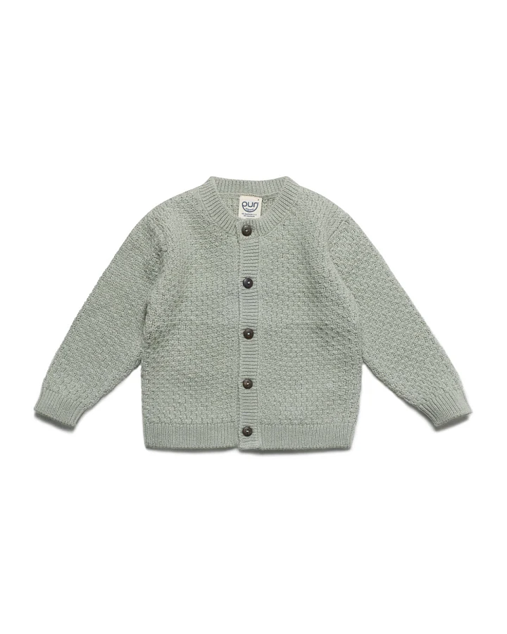 Produktseite: puri organic - Strickcardigan mit Schurwolle "Moos" thymian