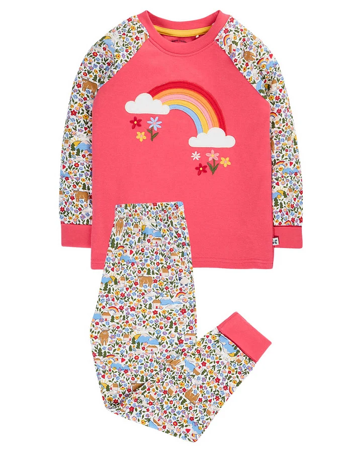 Frugi - Schlafanzug "Regenbogen" pink geblümt