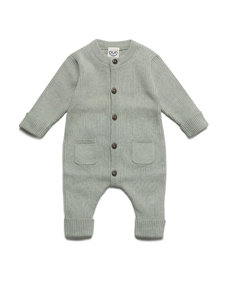 Produktseite: puri organic - Strickoverall mit Schurwolle thymian