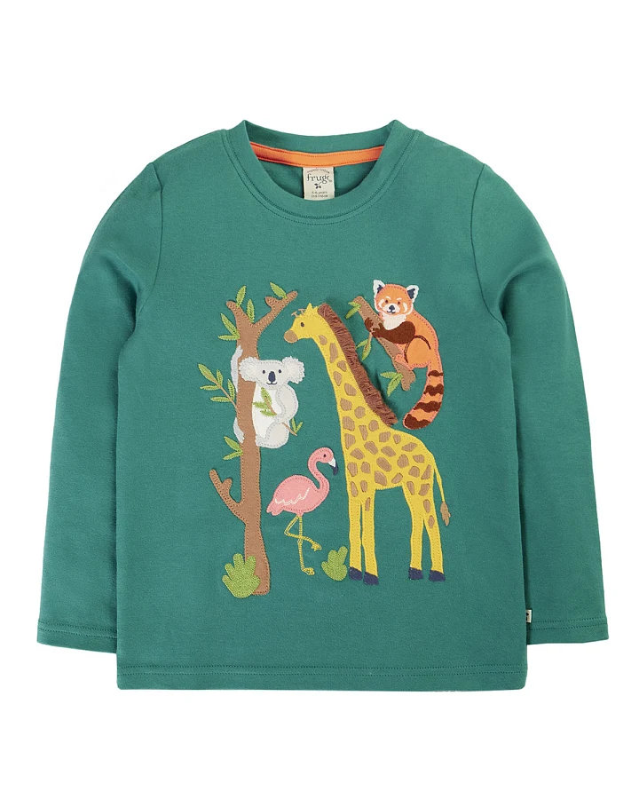 Frugi - Langarmshirt "Zootiere" grün