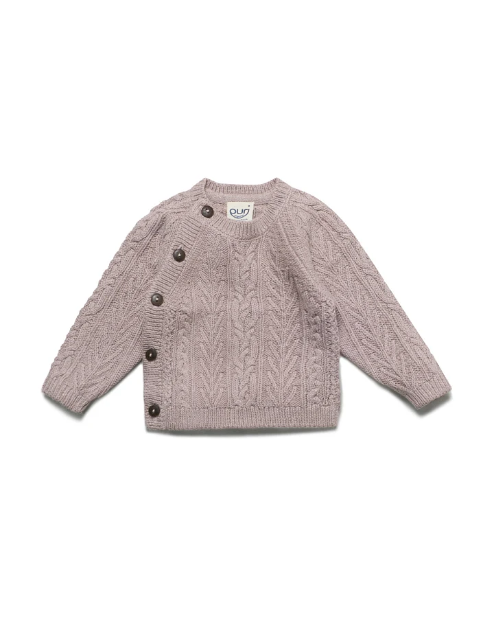 puri organic - Strickkimono mit Schurwolle "Aran" peanut