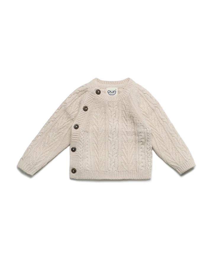 puri organic - Strickkimono mit Schurwolle "Aran" natur
