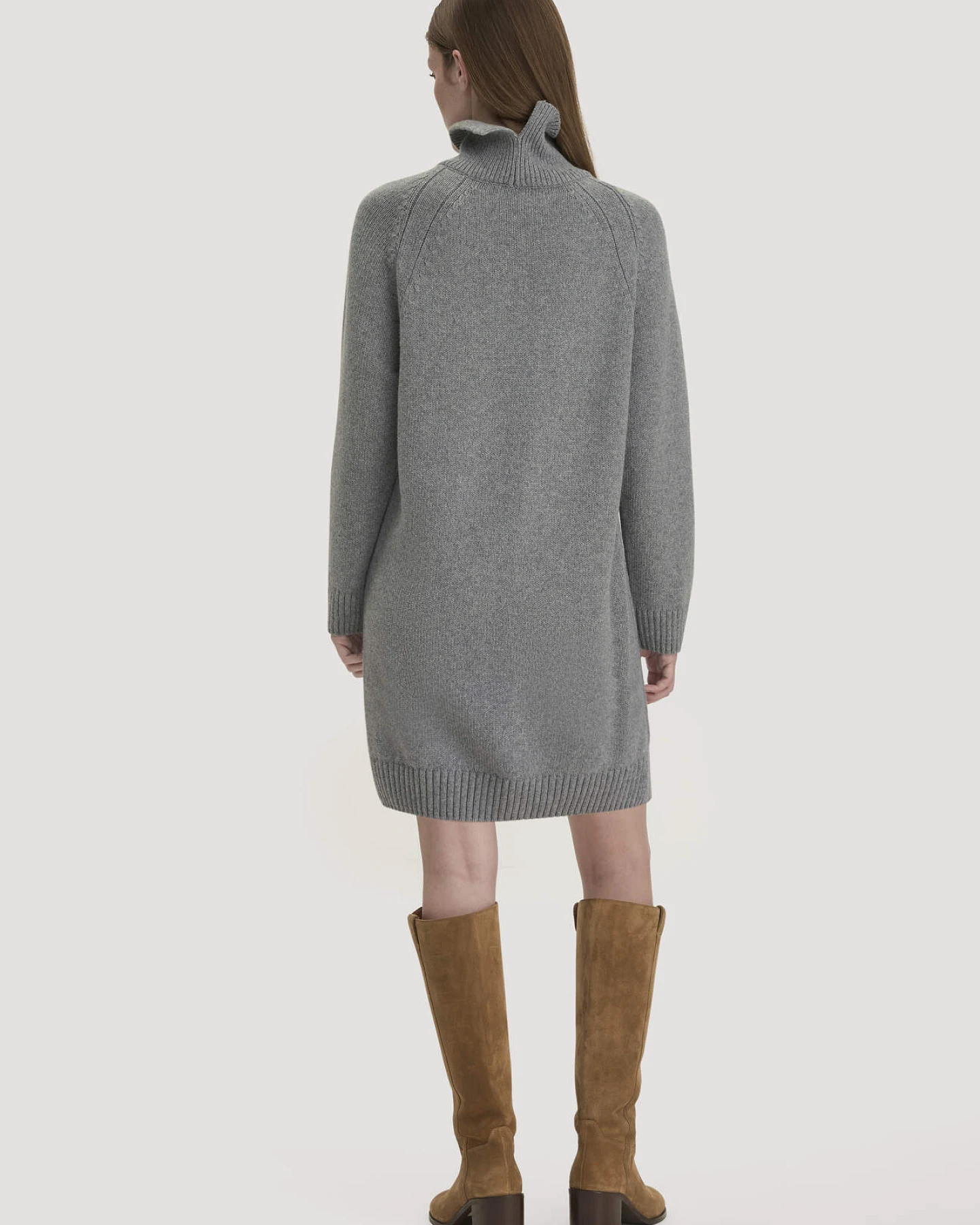 hessnatur Damen Strickkleid Relaxed aus Bio-Merinowolle mit Bio-Baumwolle - grau - Größe L – Ansicht 2