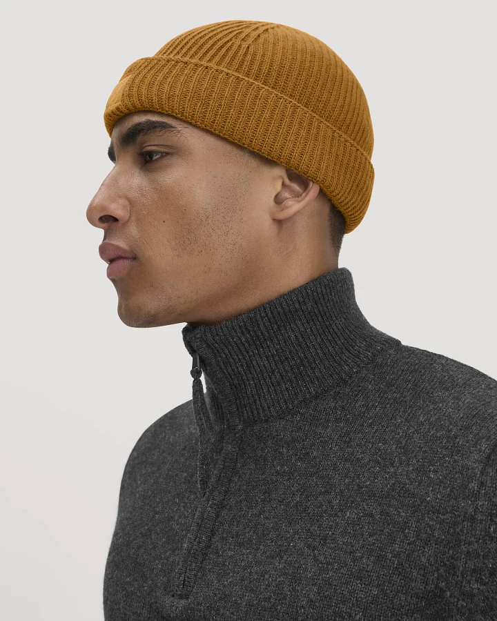 hessnatur Strickmütze aus Bio-Merinowolle mit recycelter Wolle und Bio-Baumwolle - orange - Größe 1size