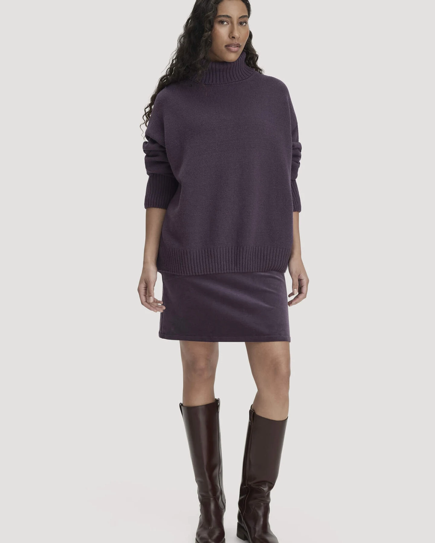 hessnatur Damen Strick Pullover Oversize aus Bio-Merinowolle mit Bio-Baumwolle - lila - Größe onesize – Ansicht 2