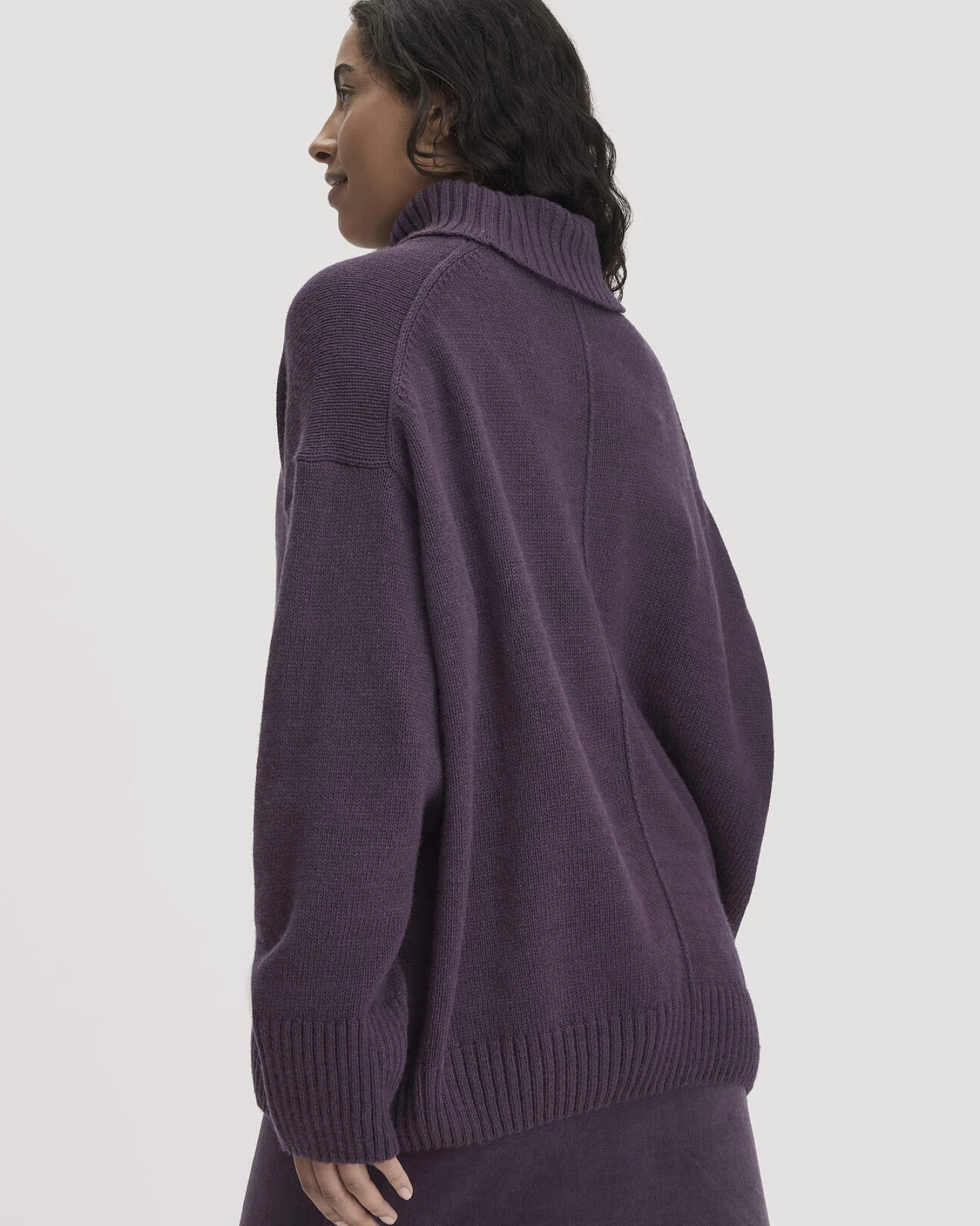 hessnatur Damen Strick Pullover Oversize aus Bio-Merinowolle mit Bio-Baumwolle - lila - Größe onesize – Ansicht 3