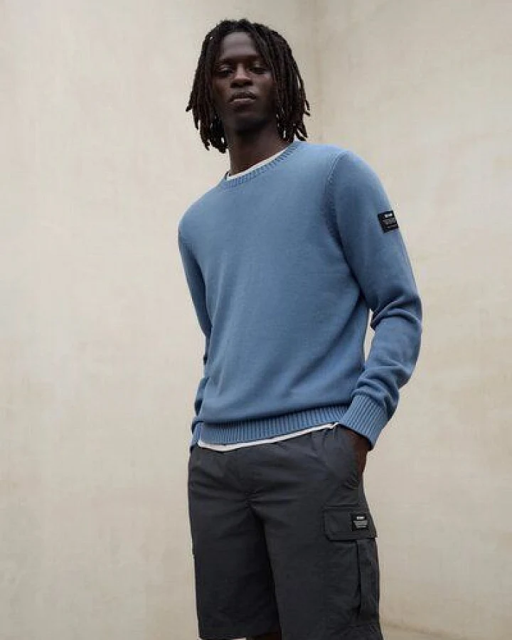 ECOALF Herrenpullover TAIL aus recycelter Baumwolle und Bio-Baumwolle, Pacific Blue