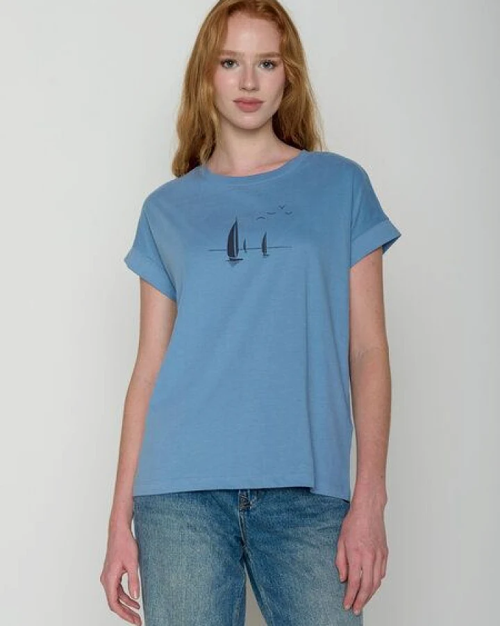 GREENBOMB Sailling Vessel Loony - Sportliches T-Shirt aus Bio-Baumwolle mit Rollup Sleeve / hochwertiger Print / GOTS / Fair & Vegan