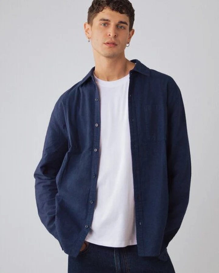 Honest Basics Herren Flanellhemd aus Bio-Baumwolle