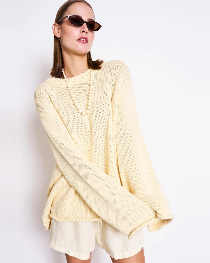 JAN 'N JUNE Damen vegan Pullover Sona Hellgelb