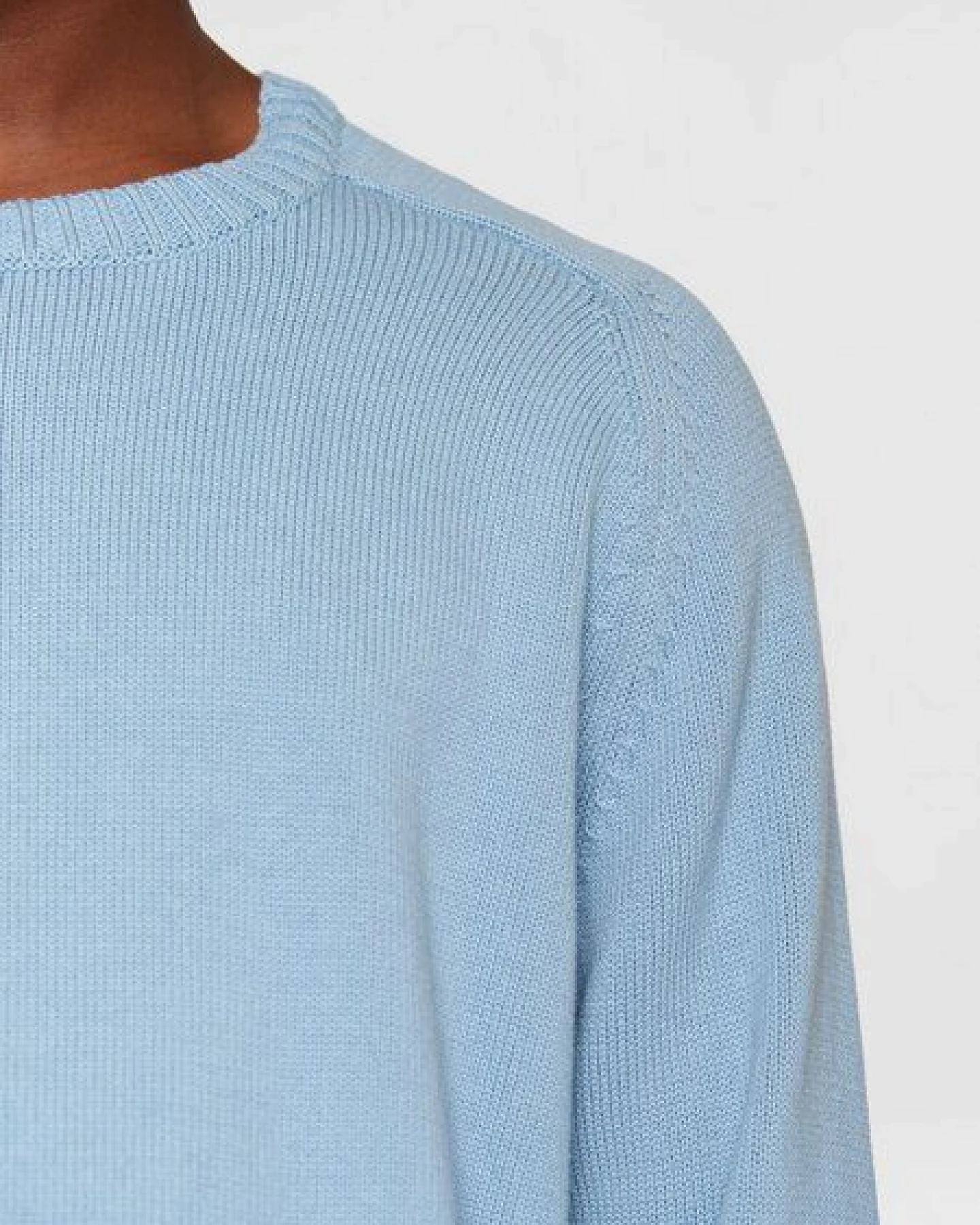 KnowledgeCotton Apparel Strickpullover CREW NECK aus Bio-Baumwolle, Dusty Blue Melange – Ansicht 4