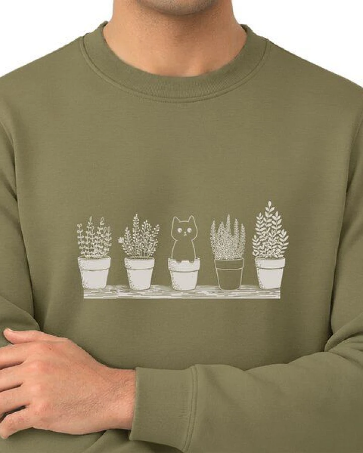 Spreecult Katze im Blumentopf - Unisex Sweatshirt - Bio und Fair