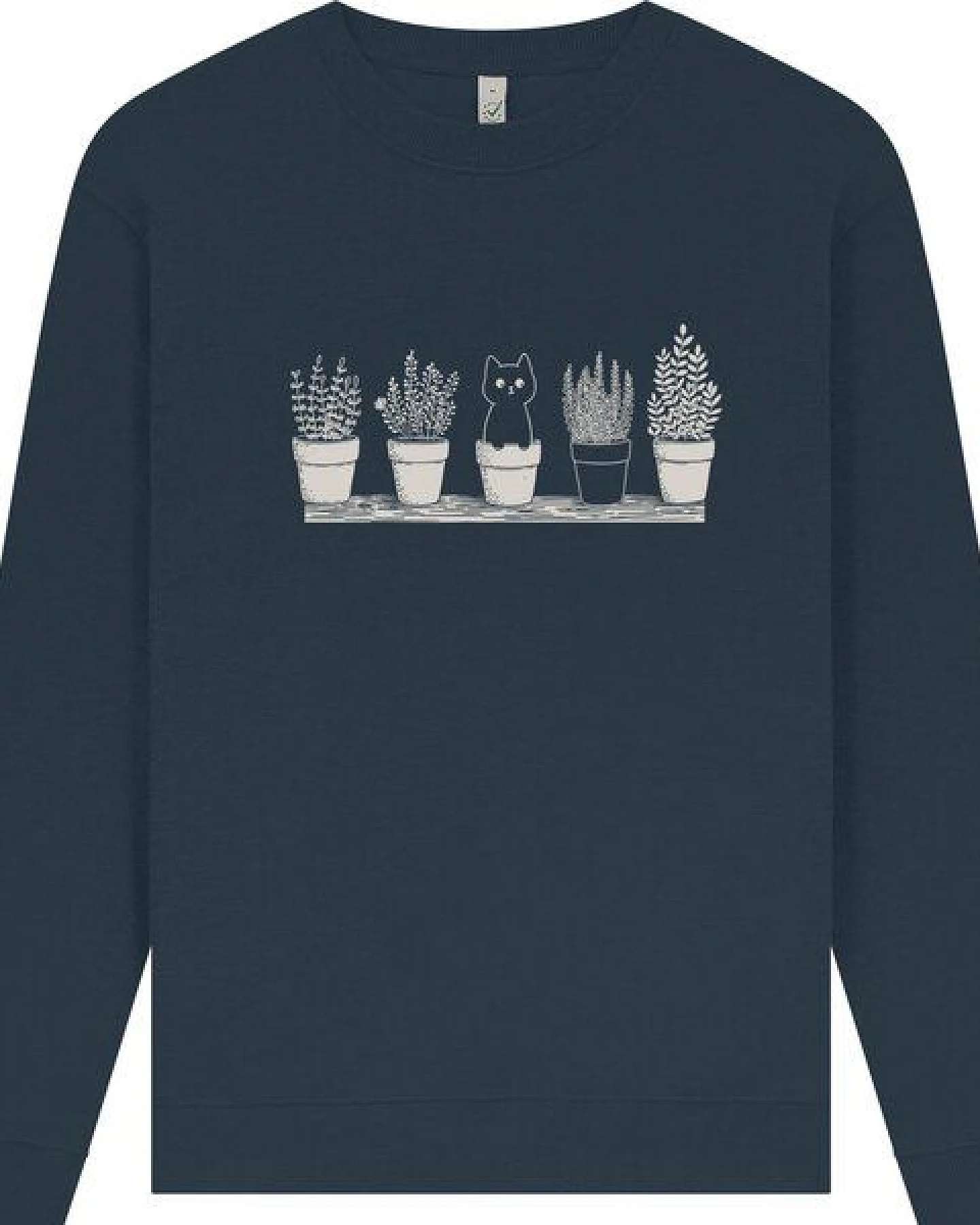 Spreecult Katze im Blumentopf - Unisex Sweatshirt - Bio und Fair – Ansicht 2