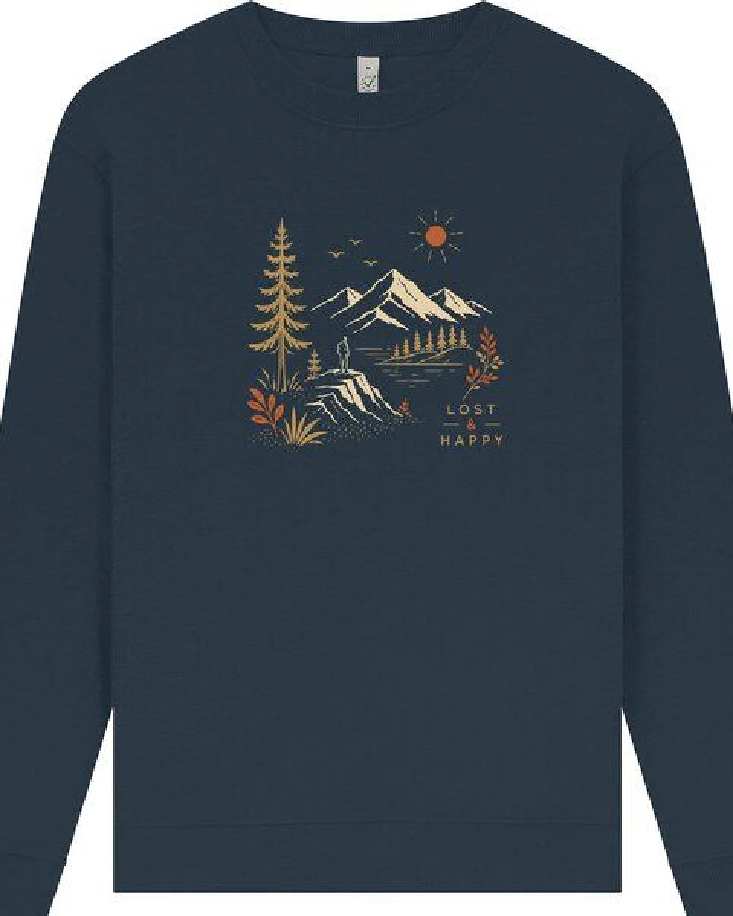 Spreecult Lost & Happy - Unisex Sweatshirt - Bio und Fair - Natur Nacht Berge Wasser – Ansicht 2