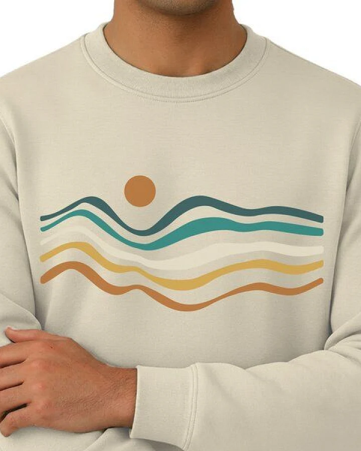 Spreecult Retro Sunset - Unisex Sweatshirt - Bio und Fair - Natur Nacht Berge Wasser