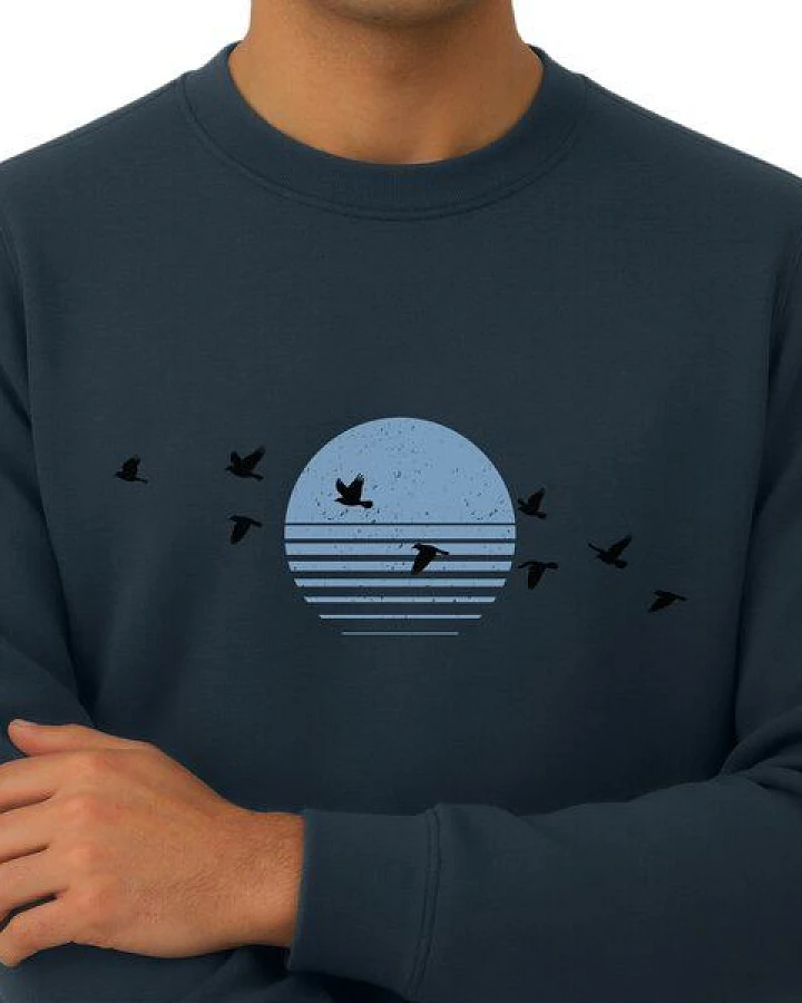 Spreecult Sonne und Vögel - Unisex Sweatshirt - Bio und Fair - Natur Nacht Berge Wasser