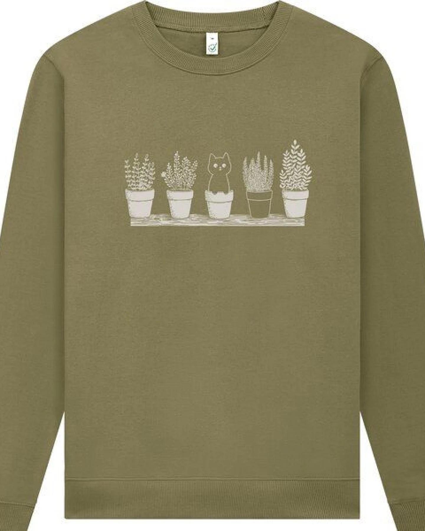 Spreecult Katze im Blumentopf - Unisex Sweatshirt - Bio und Fair – Ansicht 2