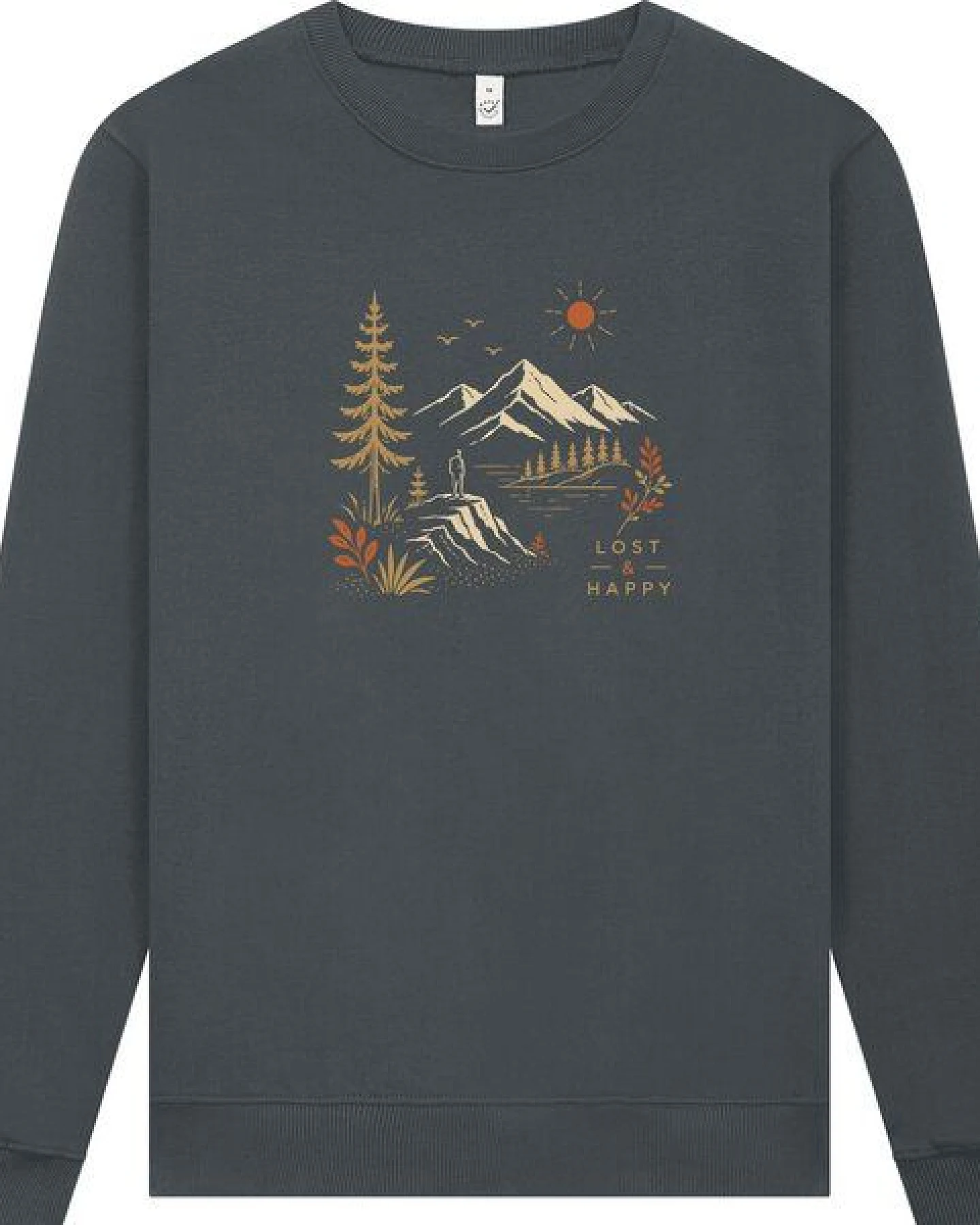 Spreecult Lost & Happy - Unisex Sweatshirt - Bio und Fair - Natur Nacht Berge Wasser – Ansicht 2