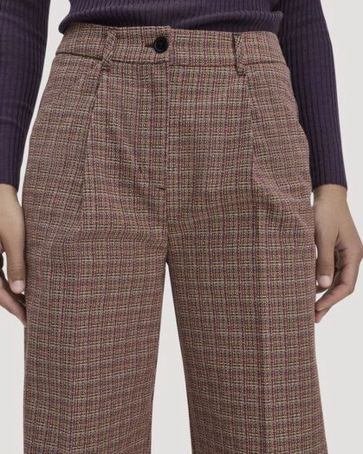 hessnatur Tweed-Hose Wide Leg Relaxed aus reiner Bio-Baumwolle – Ansicht 2