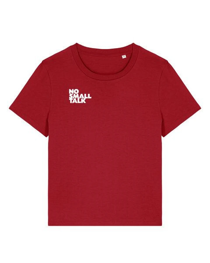 ilovemixtapes NO SMALL TALK Damen T-Shirt mit kleinem Brustprint und Rückendruck