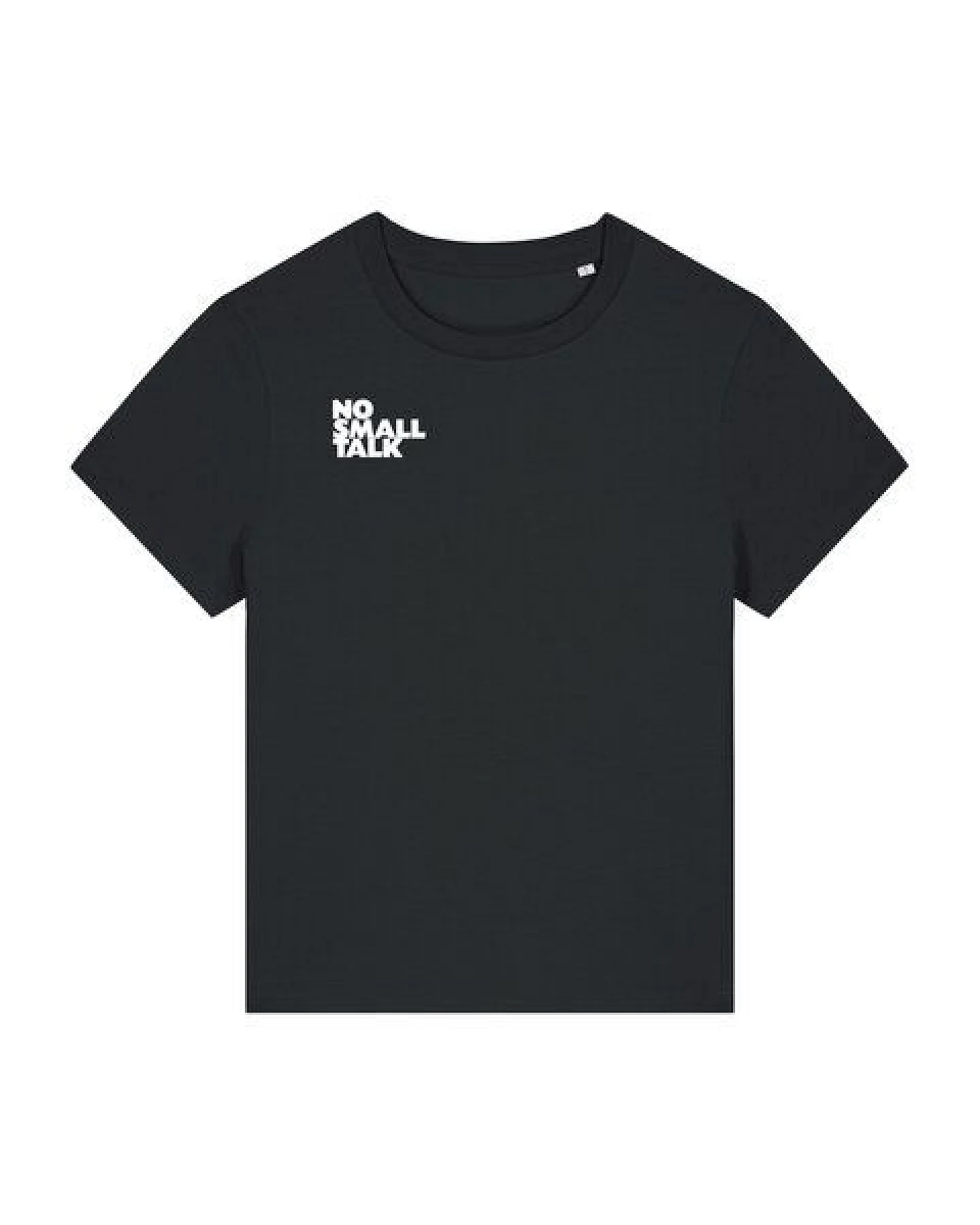 ilovemixtapes NO SMALL TALK Damen T-Shirt mit kleinem Brustprint und Rückendruck – Ansicht 4
