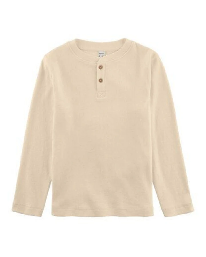 hessnatur Henley Rib-Shirt Relaxed aus Bio-Baumwolle