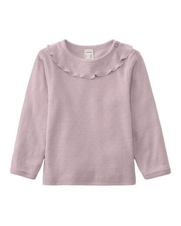 hessnatur Langarmshirt Pointelle aus reiner Bio-Merinowolle
