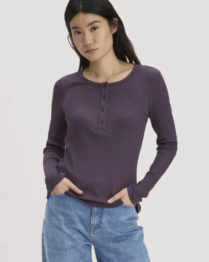 hessnatur Longsleeve Henley Slim aus Bio-Baumwolle
