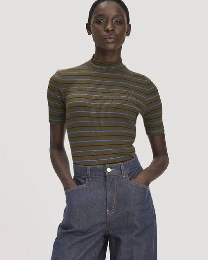 Produktseite: hessnatur Slubrib Streifen T-Shirt Slim aus Bio-Baumwolle