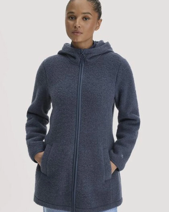 hessnatur Wollfleece-Jacke mit Kapuze Regular aus reiner Bio-Merinowolle