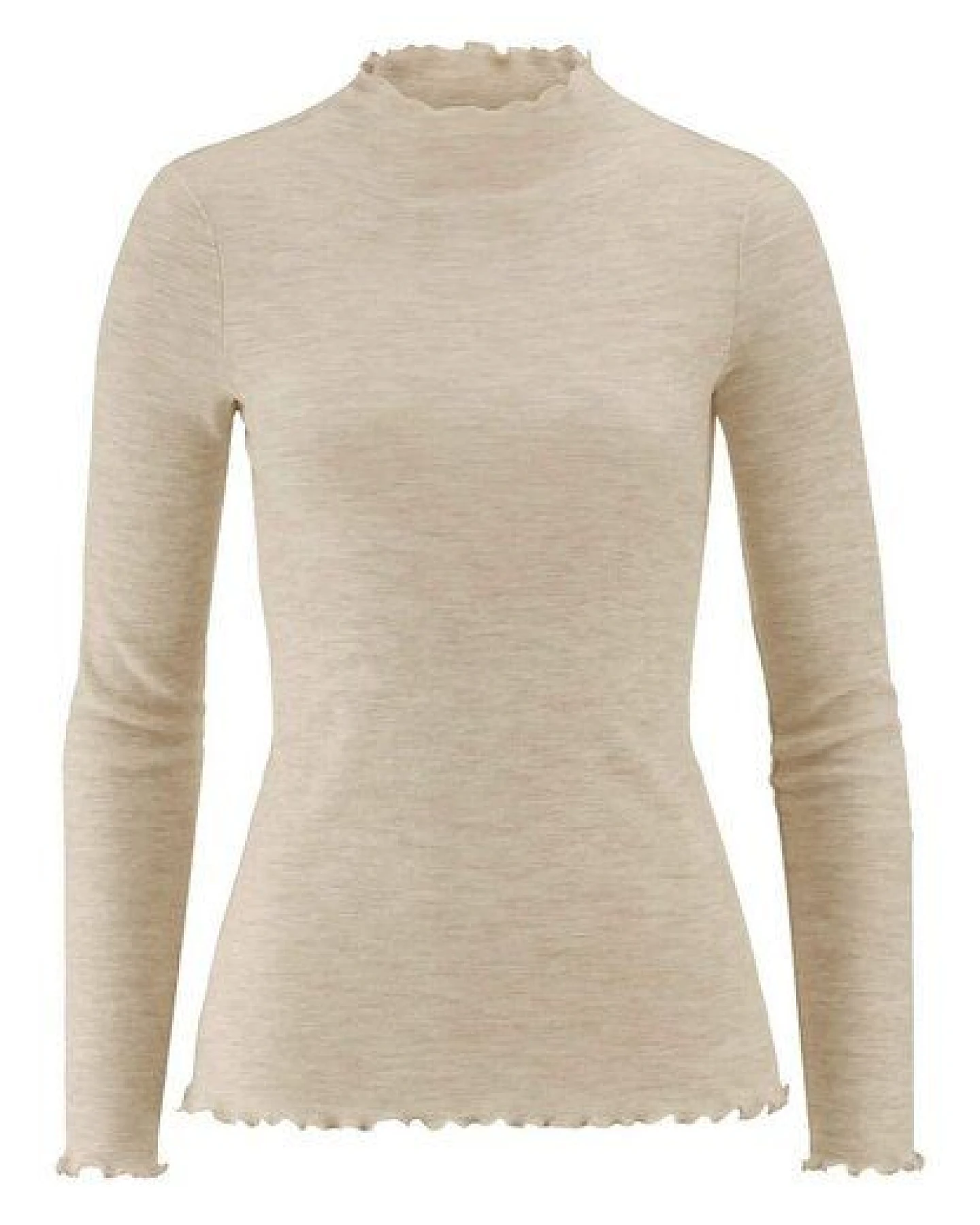 hessnatur Mock-Neck Longsleeve Pointelle aus reiner Bio-Merinowolle – Ansicht 3