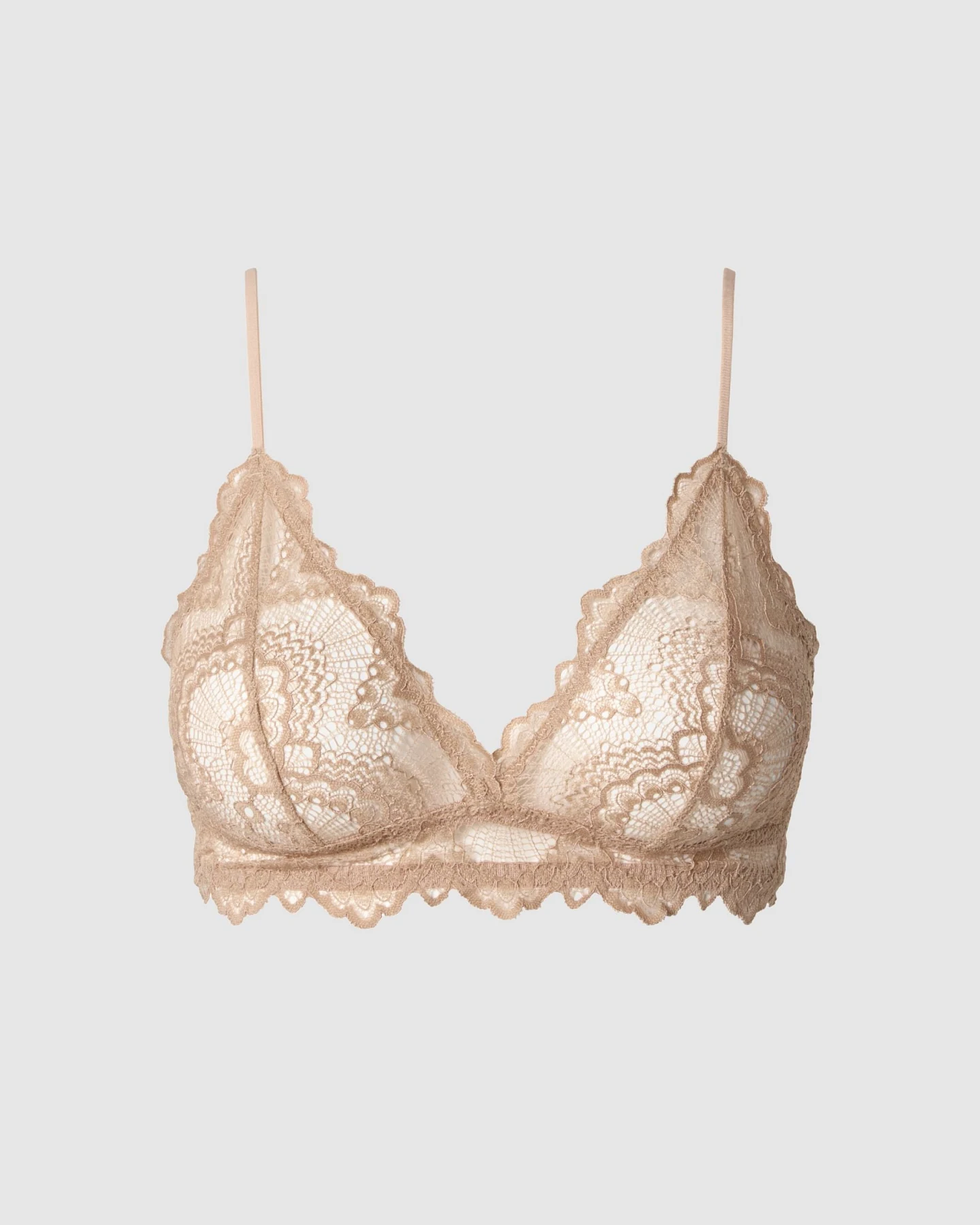 Understatement Damen vegan Spitze Triangel Bralette Warm Beige – Ansicht 2