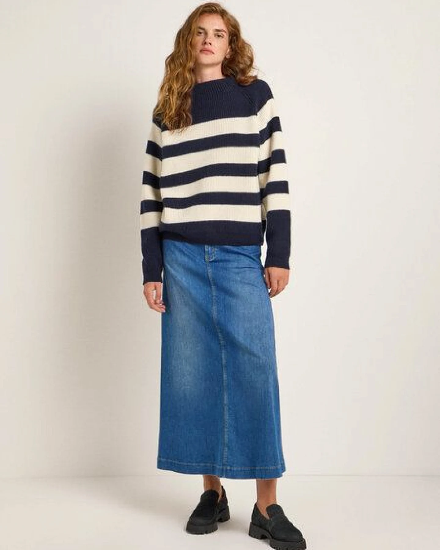 LANIUS Streifenpullover aus Bio-Schurwolle und Bio-Baumwolle – Ansicht 2