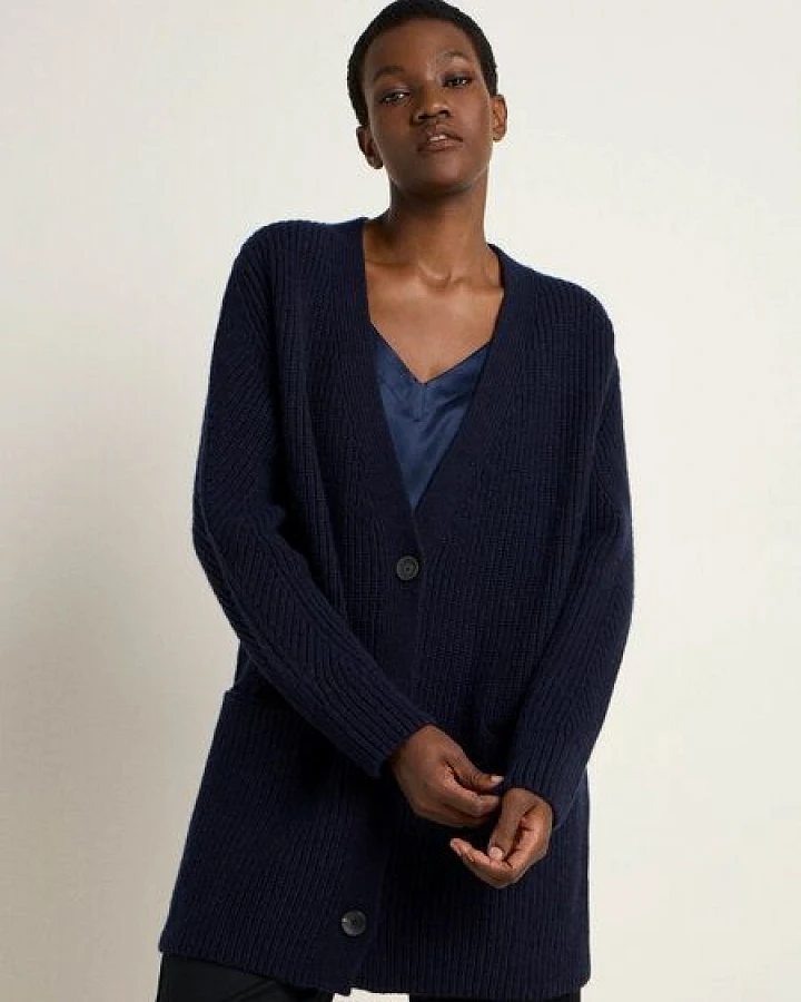 LANIUS Lange Strickjacke aus Bio-Schurwolle und Bio-Baumwolle