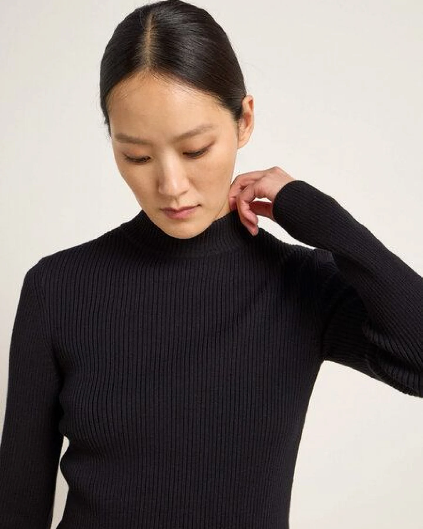 LANIUS Stehkragenpullover aus Bio-Baumwolle – Ansicht 3