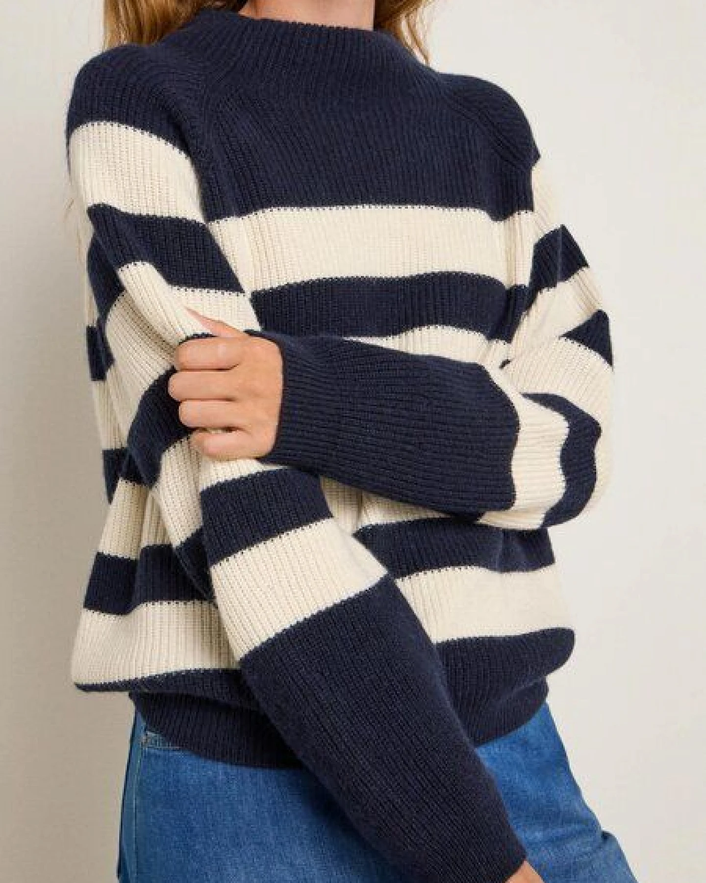 LANIUS Streifenpullover aus Bio-Schurwolle und Bio-Baumwolle – Ansicht 4