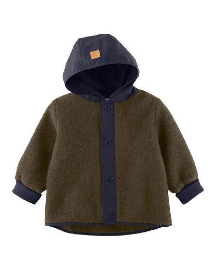 hessnatur Wollfleece-Jacke mit Patch aus Bio-Merinowolle
