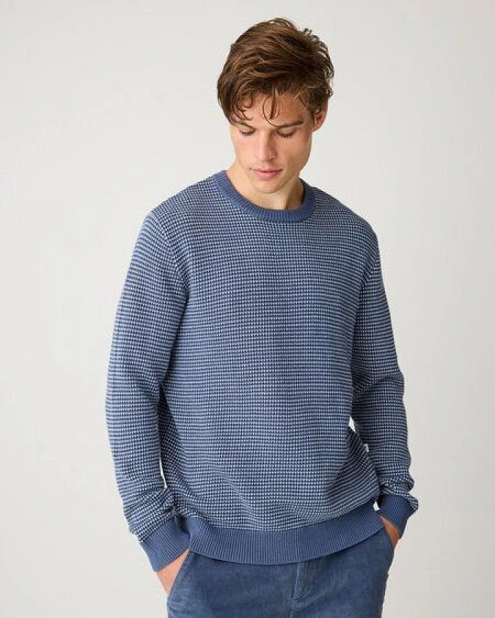 KnowledgeCotton Apparel Jacquard-Strickpullover mit Rundhalsausschnitt aus Bio-Baumwolle