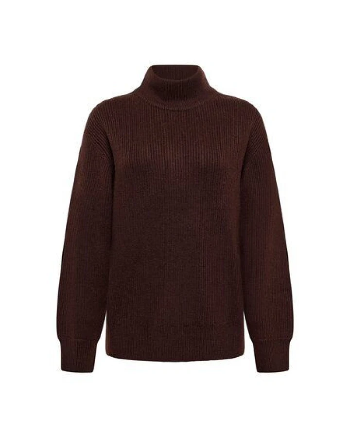 KnowledgeCotton Apparel Strickpullover mit gerippten Stehkragen aus Bio-Merinowolle
