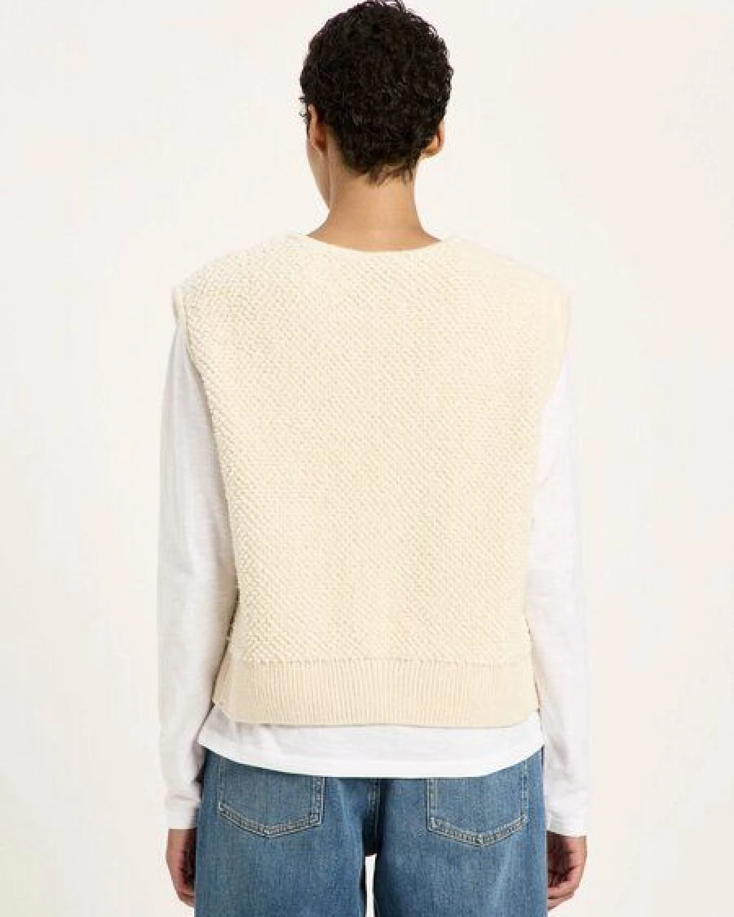 LANIUS Bouclé Strickweste aus Bio-Schurwolle und Bio-Baumwolle GOTS – Ansicht 3