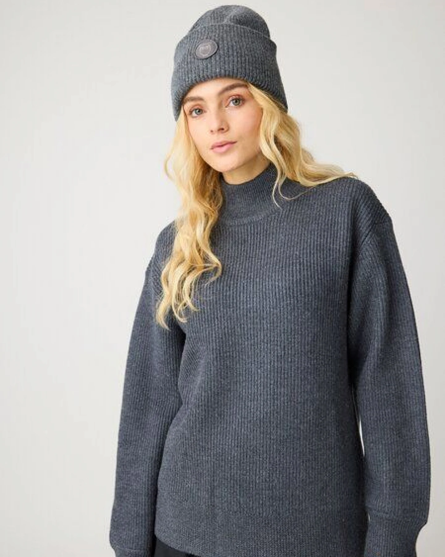 KnowledgeCotton Apparel Strickpullover mit gerippten Stehkragen aus Bio-Merinowolle – Ansicht 4