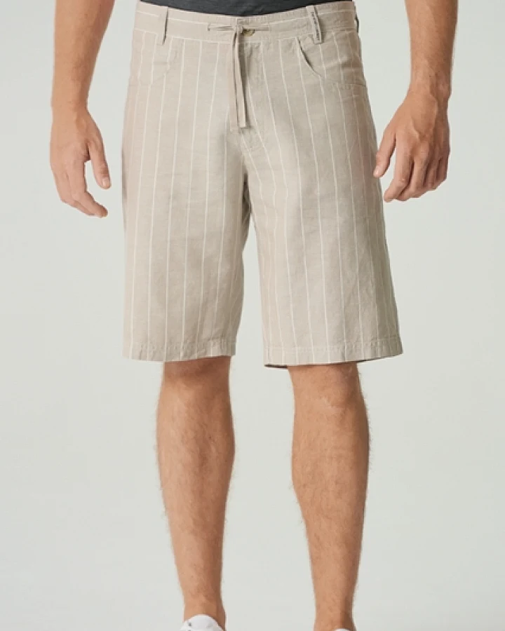 Hempage Herren vegan Shorts Gestreift Distel Beige