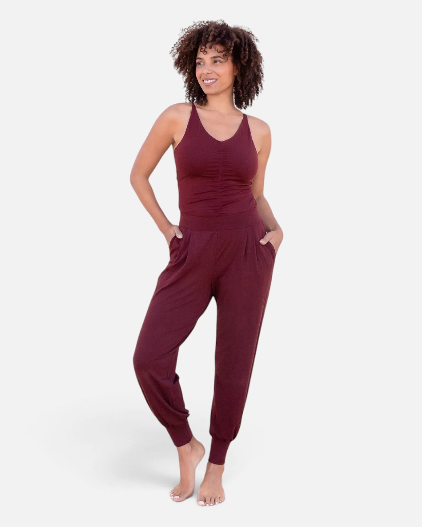 Jaya Organics Yogahose Naya - Burgundy S – Ansicht 4