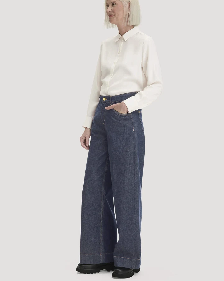 hessnatur Damen Jeans VONNA Super Wide Leg aus Bio-Baumwolle - blau - Größe 29/32