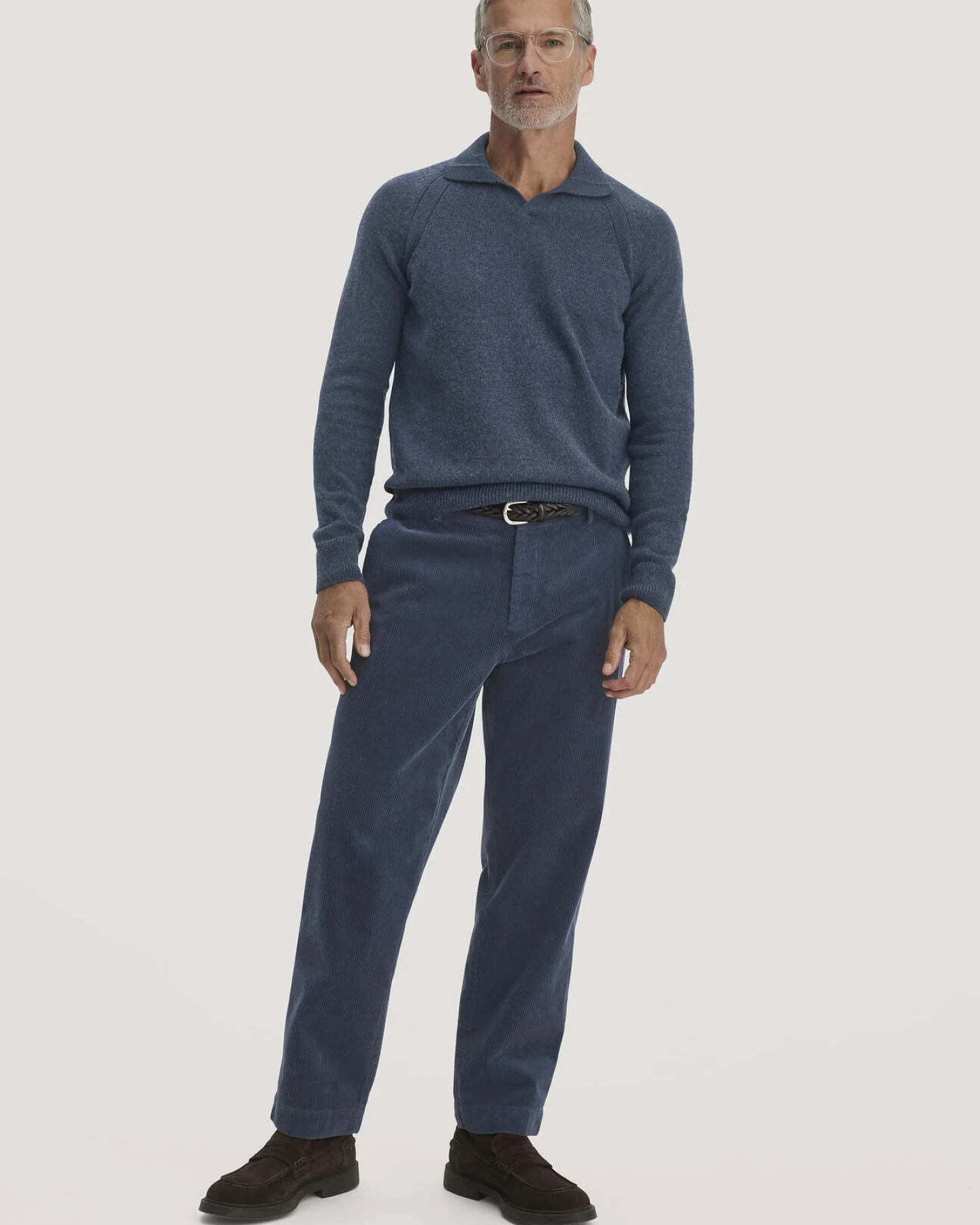 hessnatur Herren Strick Polo Regular aus Bio-Merinowolle mit Bio-Baumwolle - blau - Größe M – Ansicht 2