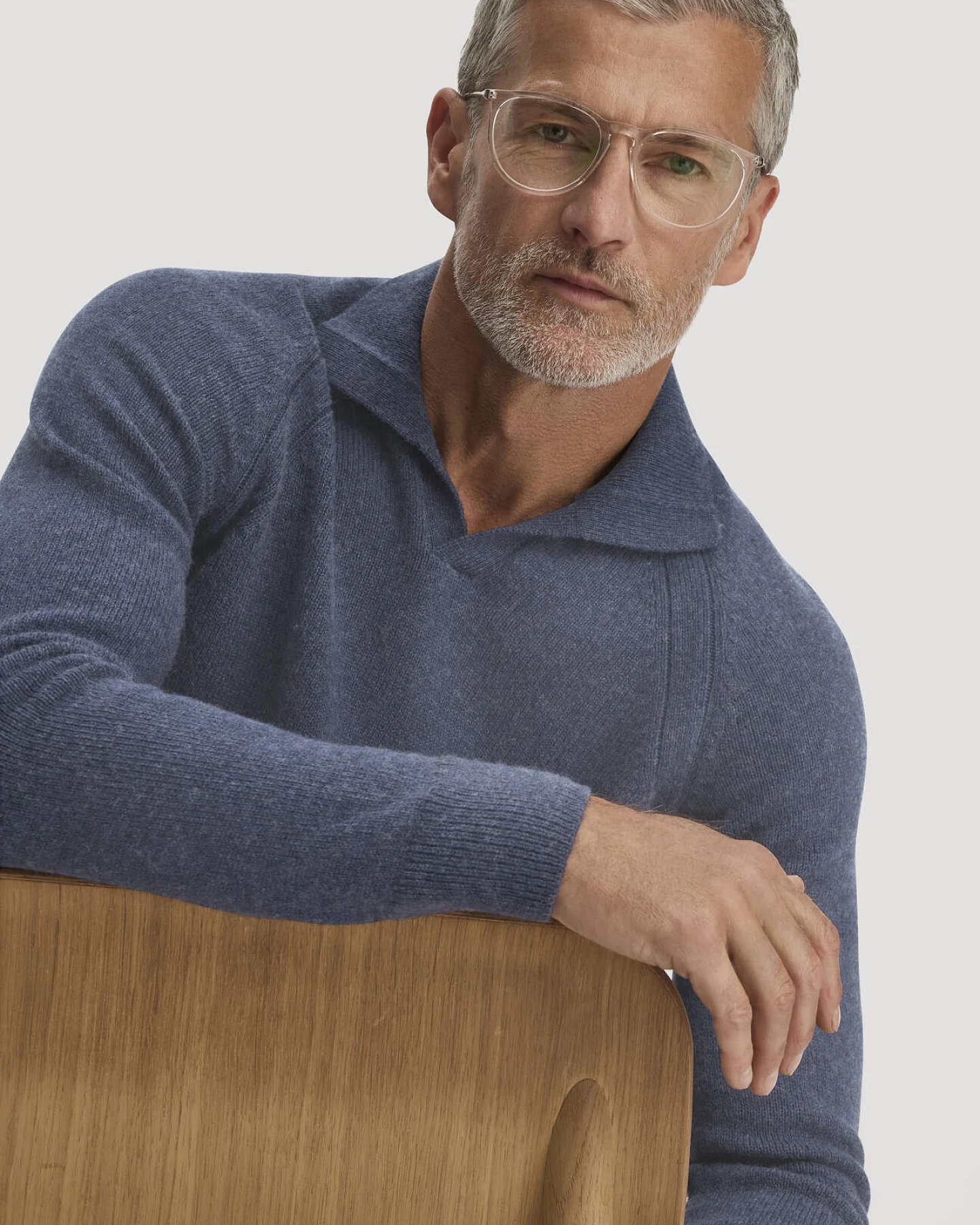 hessnatur Herren Strick Polo Regular aus Bio-Merinowolle mit Bio-Baumwolle - blau - Größe XL – Ansicht 4