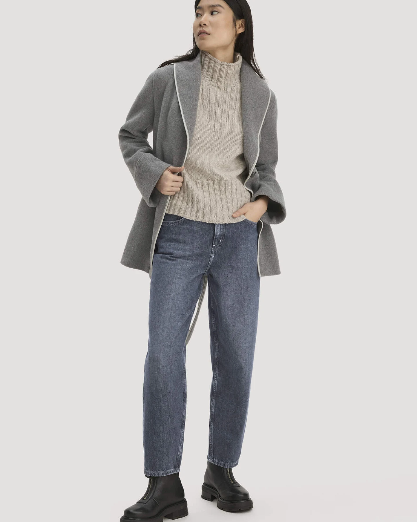 hessnatur Damen Strick Pullover aus Wolle und Bio-Baumwolle - beige - Größe S – Ansicht 2