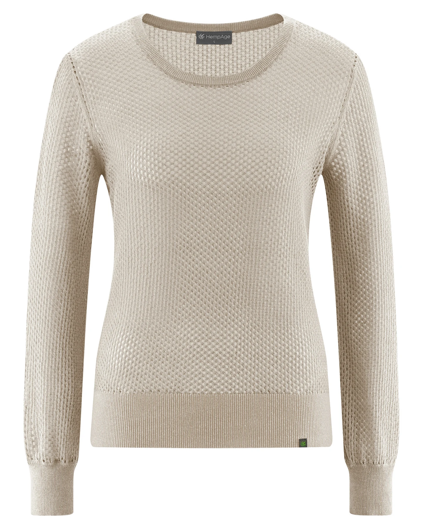 Hempage Damen vegan Pullover Airy Open Knit In Thistle Beige – Ansicht 2