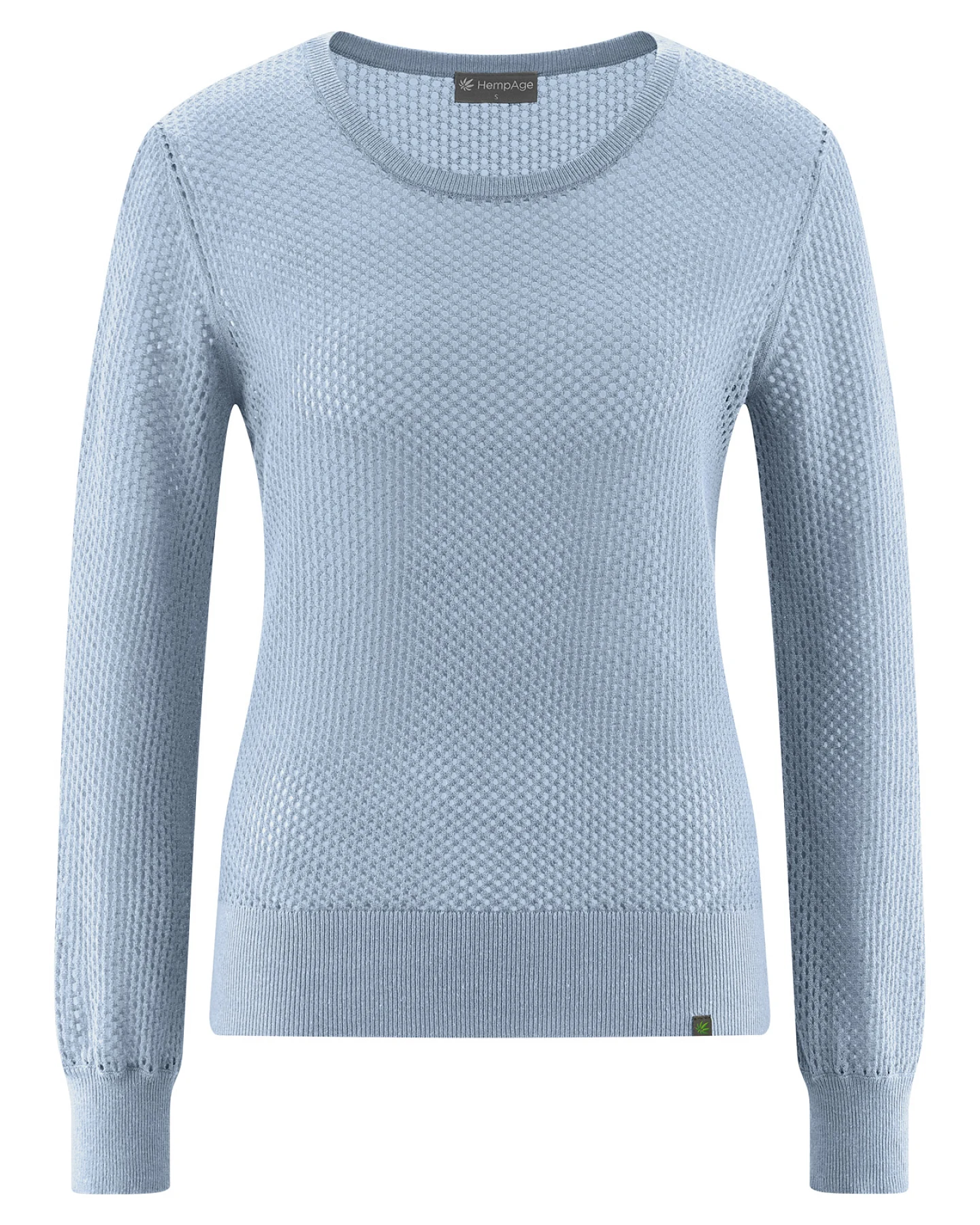 Hempage Damen vegan Pullover Luftiger Lockerer Strick Rauchblau – Ansicht 2